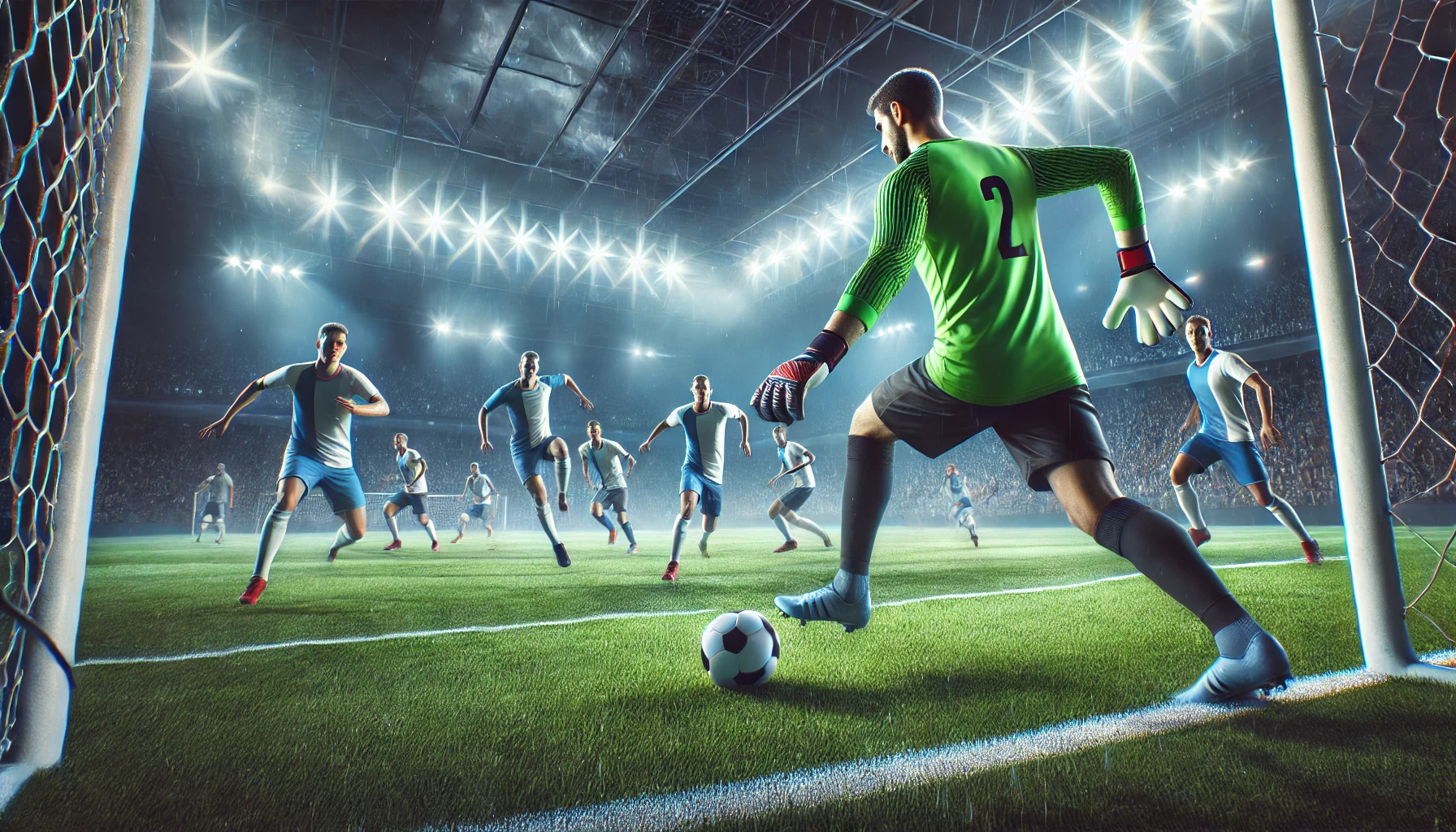 a modern soccer match with advanced tactics.